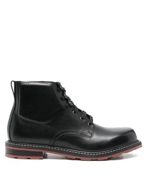 Bally Treaded Lace-Up Leather Ankle Boots - Black