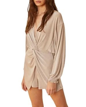 By Together Twisted Lurex Open-Back Romper - Brown