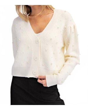 Eesome Pearl Long Sleeve Cardigan - White