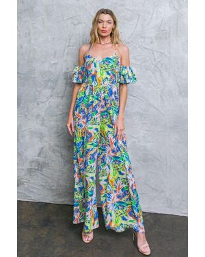 TRUEDAMES Unseen Beauty Floral Woven Jumpsuit - Gray