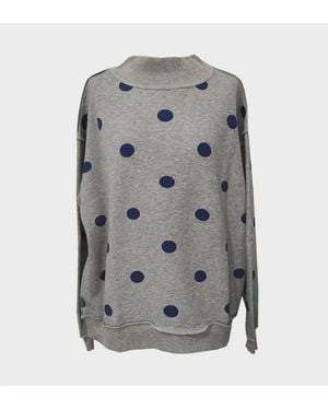 Faire Polka Dot Mock Neck Top - Gray