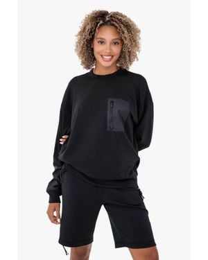 Mono B Crewneck Long Sleeve Pullover - Black
