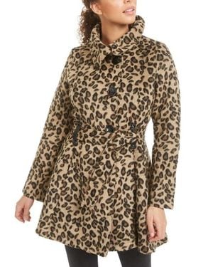 Madden Girl Juniors' Drama Animal Print Coat With Skirt - Yellow