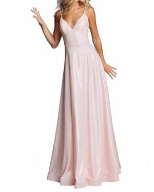 Jovani Lace Up Back Dress - Pink