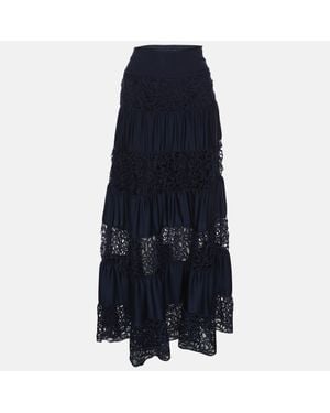 Catherine Malandrino Silk Blend Cut-Out Paneled Maxi Skirt - Blue