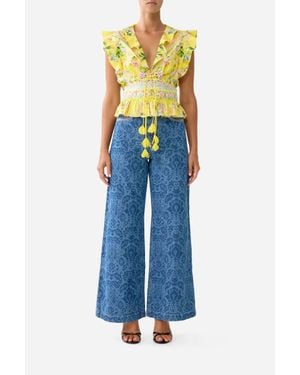 CAMILLA Tie Front Top - Blue