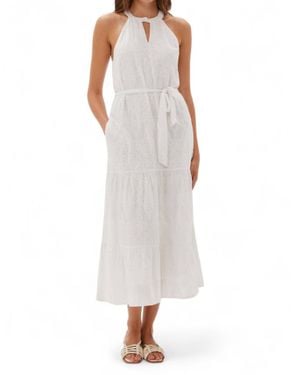 ecru Hathaway Embrderd Halter Dress - White