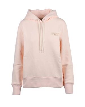 Autry Embroidered Detail Cotton Hoodie - Pink