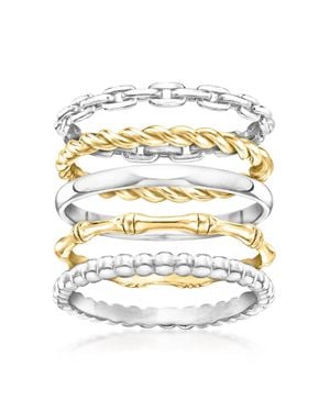Ross-Simons Sterling And 18Kt Over Sterling Jewelry Set: 5 Stackable Rings - Metallic