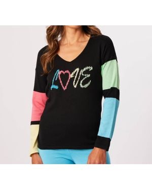 French Kyss V-Neck Love Top - Black