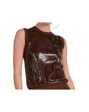 Elan Sequins Sleeveless Top - Brown
