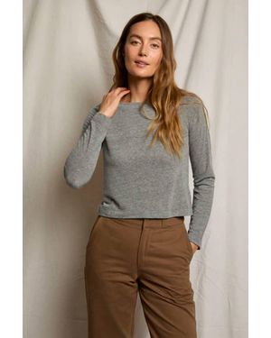 PERFECTWHITETEE Parker Long Sleeve Boat Neck Top - Brown