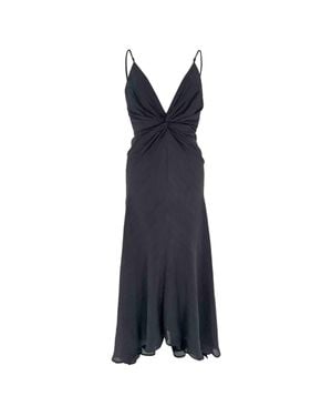 Galvan London Escape Twist Front Midi Dress - Blue