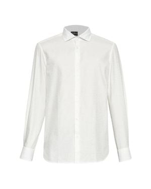 Emporio Armani Logo-Jacquard Cotton Shirt - White