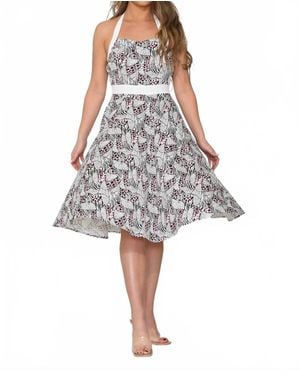 Orchid Bloom Halter Swing Dress - Gray