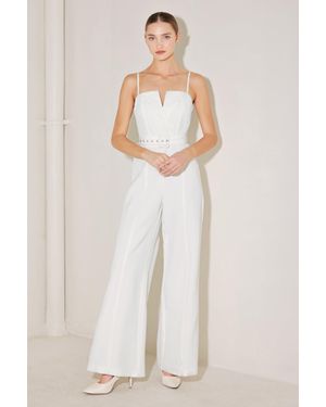 TRUEDAMES Arctic Elegance Woven Jumpsuit - Natural