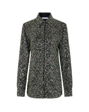 Rabanne Long-Sleeved Shirt With Sparkling Appliques And Button Closure - Gray