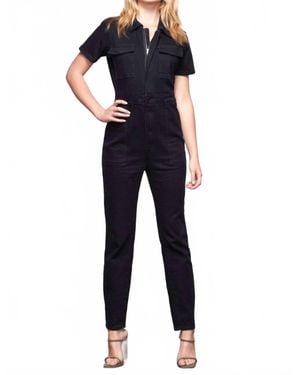 GOOD AMERICAN Denim Front Zip Jumpsuit - Blue