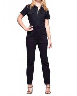 GOOD AMERICAN Denim Front Zip Jumpsuit - Blue