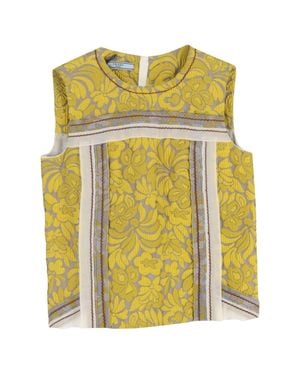Prada Floral Brocade Sleeveless Top - Yellow