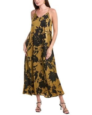 Nicole Miller Printed Palma Satin Maxi Dress - Green