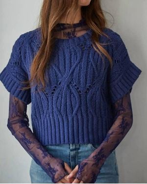 By Together Crochet Round Sweater - Blue