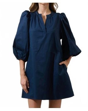 Sugarlips Victoria Shift Split Neck Mini Dress - Blue