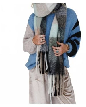 Three Bird Nest Everest Cozy Plaid Scarf - Blue