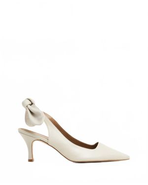 Flattered Franchesca Bow Leather Heels - White
