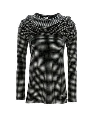 Junya Watanabe Long-Sleeve Polka Dot Cotton T-Shirt - Black
