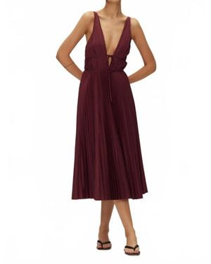 Elodie Bruno Rosie Pleated Midi Dress - Red