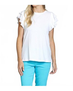 Apny Ruffle Cap Sleeve Top - Blue