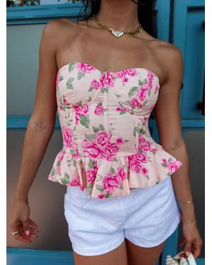 Olivaceous Bloom Corset Top - Pink