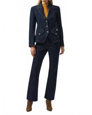 Joseph Ribkoff September Stretch Denim Fitted Blazer With Buttons - Blue