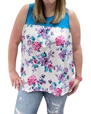 White Birch Floral Swing Tank Top - Blue