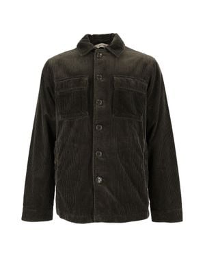 Aspesi Relaxed Fit Corduroy Jacket With Classic Collar And Dual Chest Pockets - Black