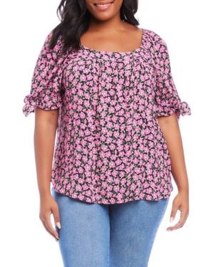 Karen Kane Plus Size Square Neck Top - Red