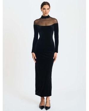 Miss Circle Blair Sheer Mock Neck Maxi Dress - Blue