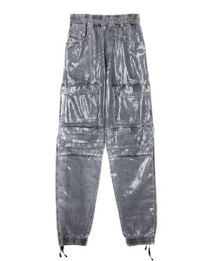 DIESEL Cargo Jeans With Reflective Finish And Utility Pockets - Gray
