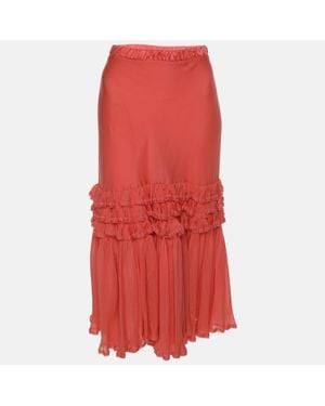 Roberto Cavalli Silk Maxi Skirt - Red