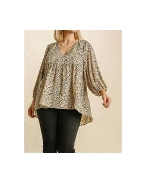 Umgee Babydoll Top With High Low Hem - Black