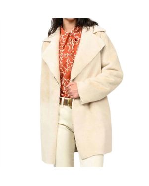 Ivy Jane Faux Fur And Suede Coat - Natural