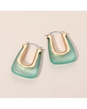 Fashnzfab Geometric Pin Catch Hoop Earrings - Blue