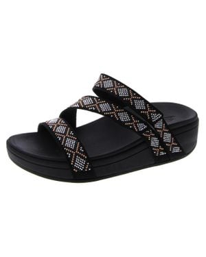 Skechers Diamond Babe Open Toe Strappy Slide Sandals - Black