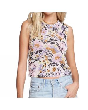 Saltwater Luxe Zehra Sleeveless Floral Sweater Top - Blue