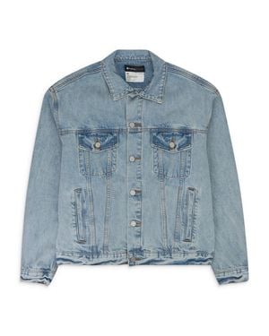 Purple Brand Light Embroidered Oversized Jacket Denim Jackets - Blue