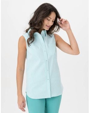 Renuar Button Down Woven Blouse - Blue
