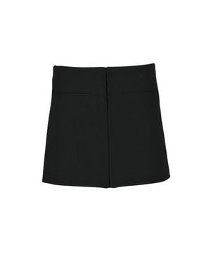 Courreges Flared Mini Skirt With Seam Details And Back Zipper - Black