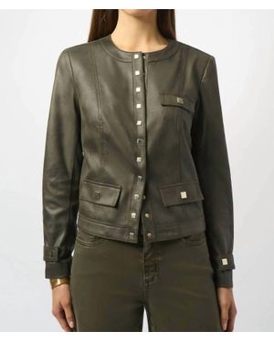 Joseph Ribkoff Foiled Faux Suede Jacket - Green