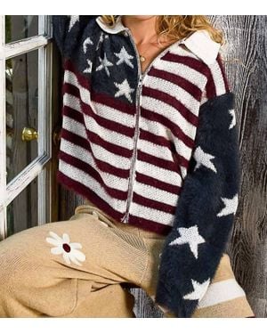 Pol American Flag Mohair Sweater Jacket - Black